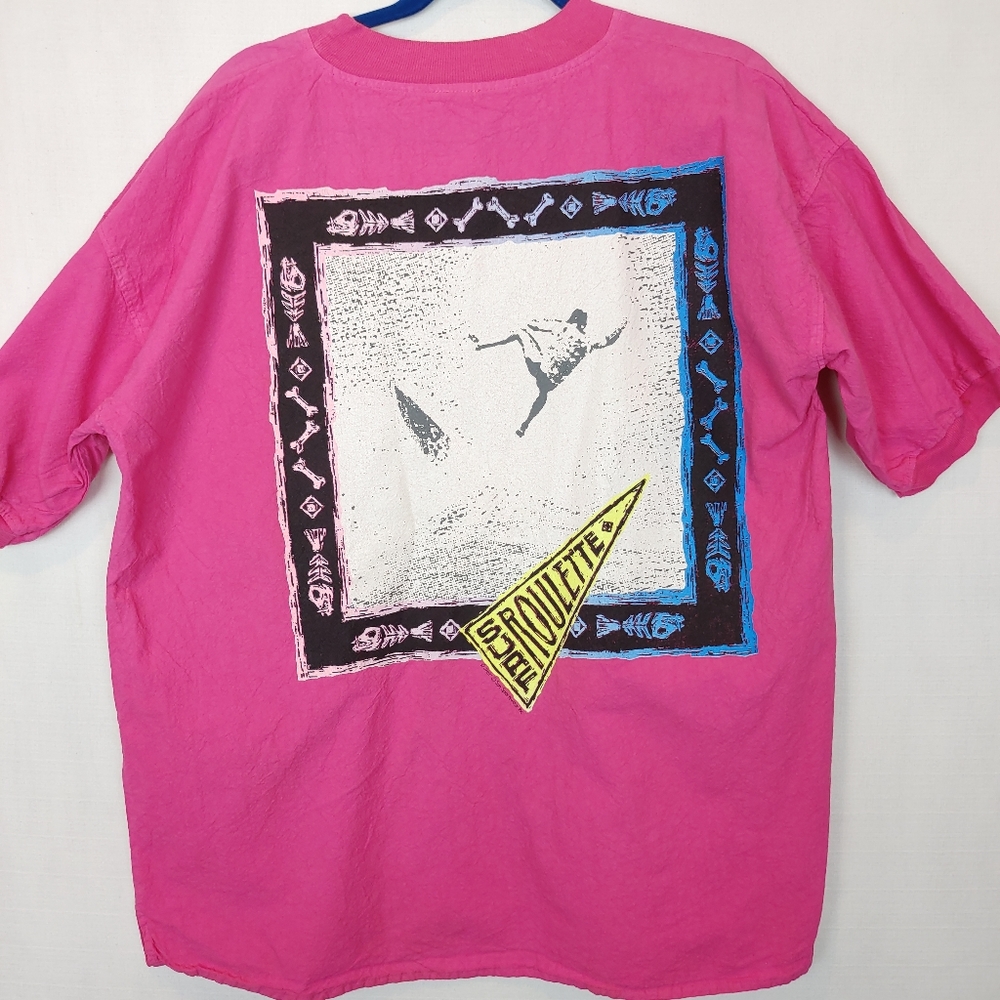 90s Vintage Rude Dog Pink Surf Roulette Shirt L